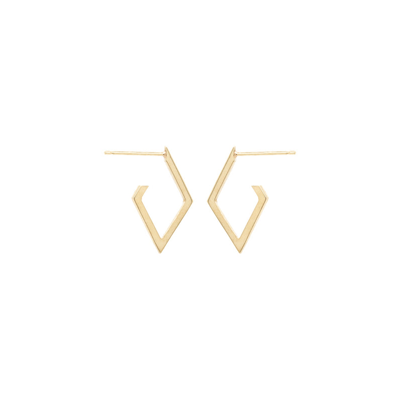 14k Gold Diamond Shape Hoops - SALE