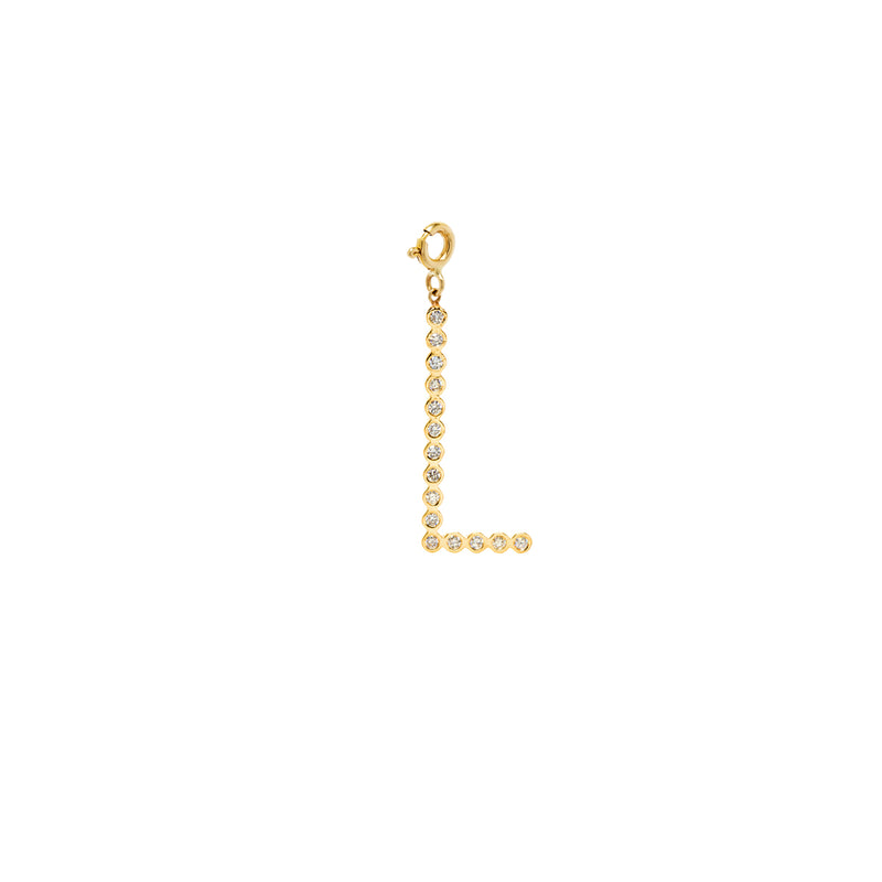 Zoë Chicco 14kt Gold Bezel Diamond Letter L Charm Pendant with Spring Ring