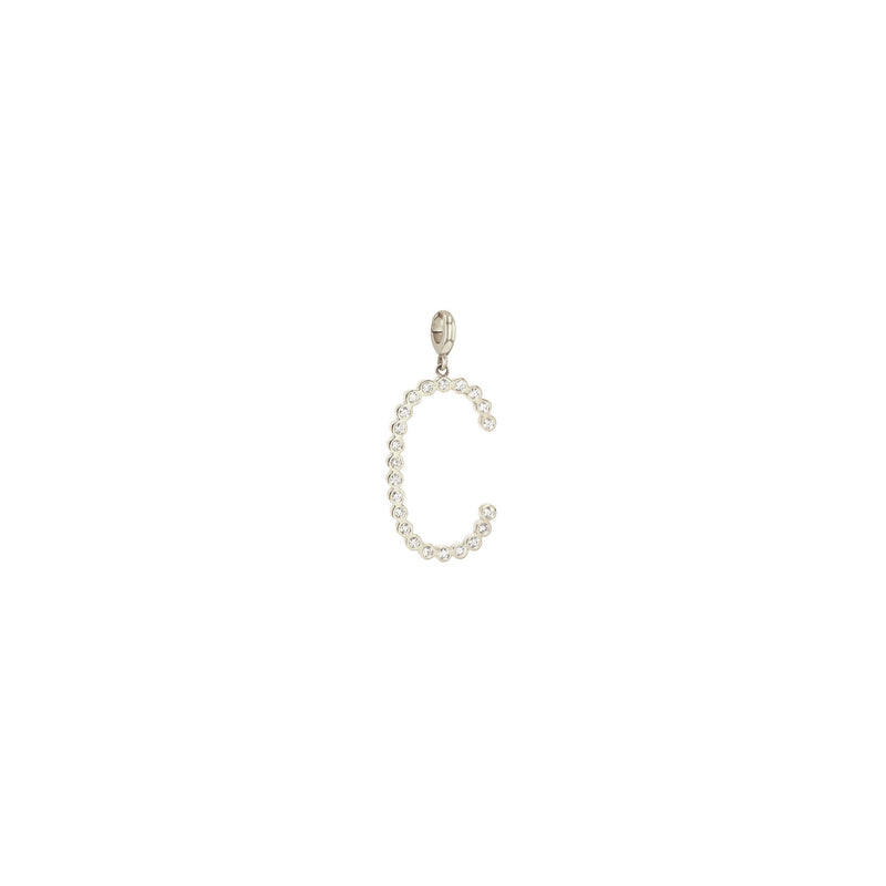 14k Single Diamond Bezel Letter Clip On Charm Pendant