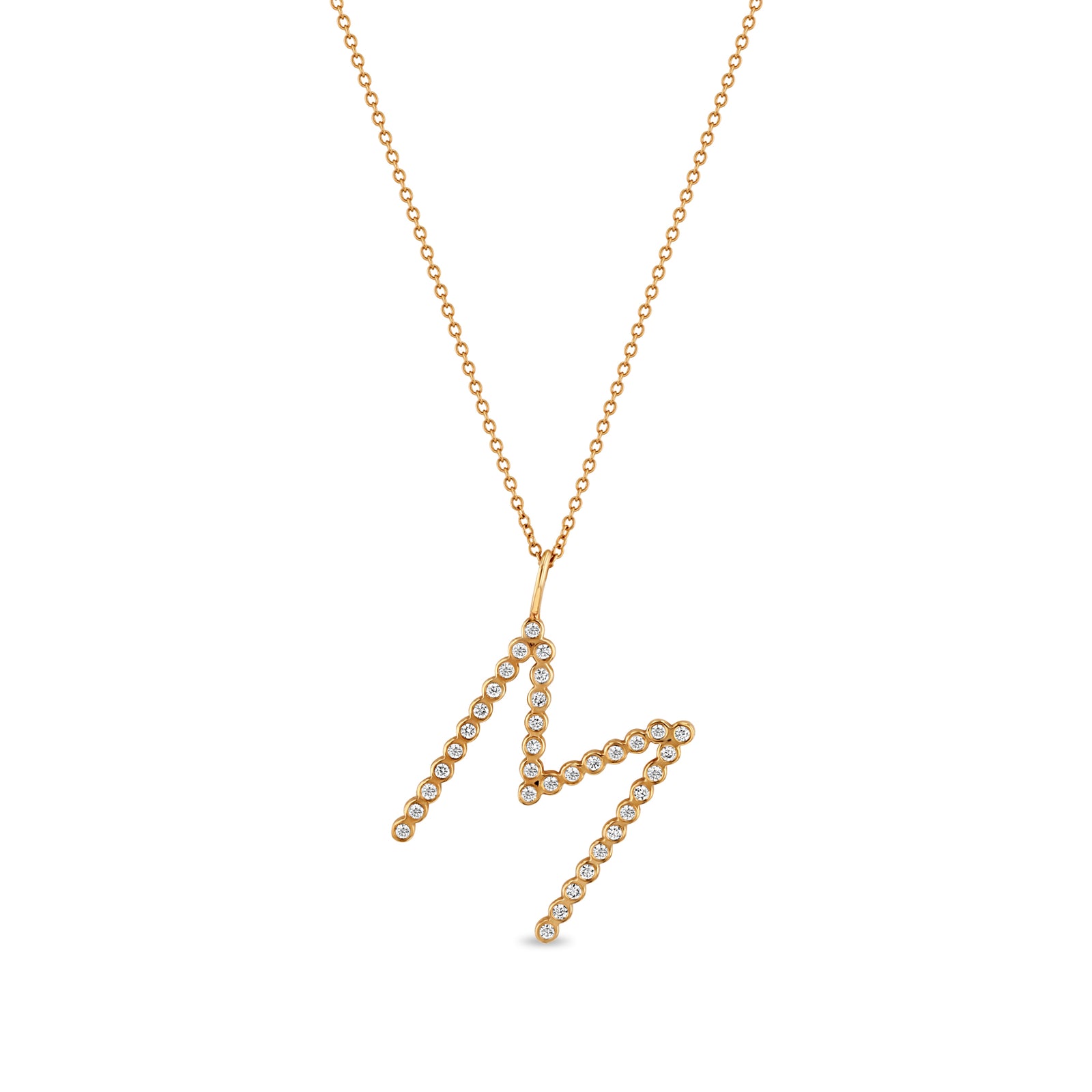 Zoe Chicco 14k Gold Diamond Bezel Letter Pendant Necklace ZOE CHICCO