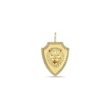 Zoë Chicco 14k Gold Lion Head Pavé Diamond Border Shield Pendant