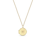 Zoë Chicco 14k Gold Medium Round Star Set Diamond Locket Necklace