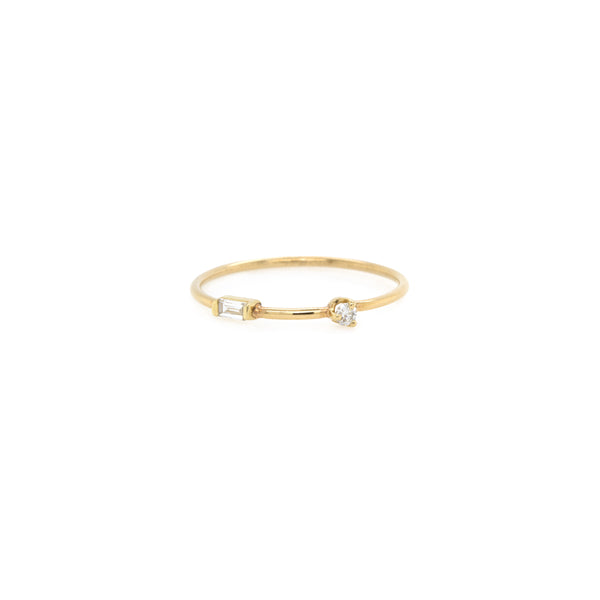 Zoe Chicco 14kt Gold Baguette & Round Diamond Band Ring
