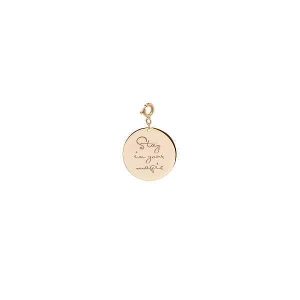 14k Small Mantra Medallion Disc Charm - SALE