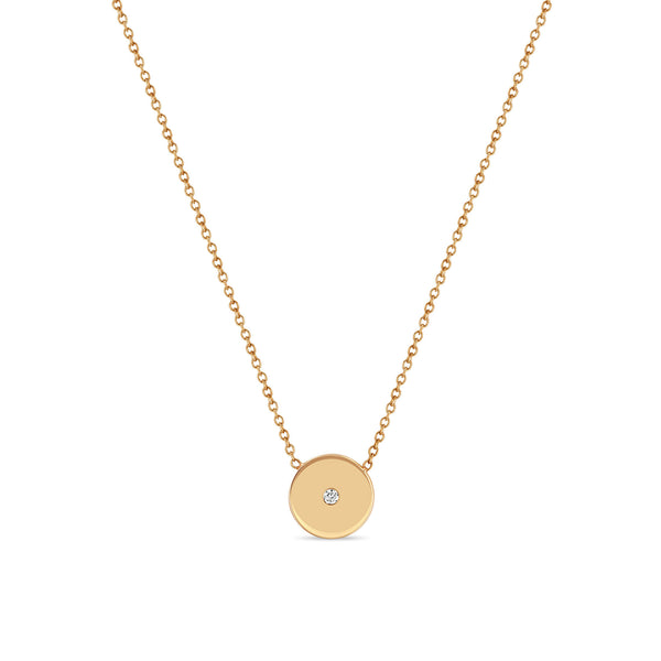 Zoë Chicco 14k Gold Small 10mm Diamond Disc Necklace