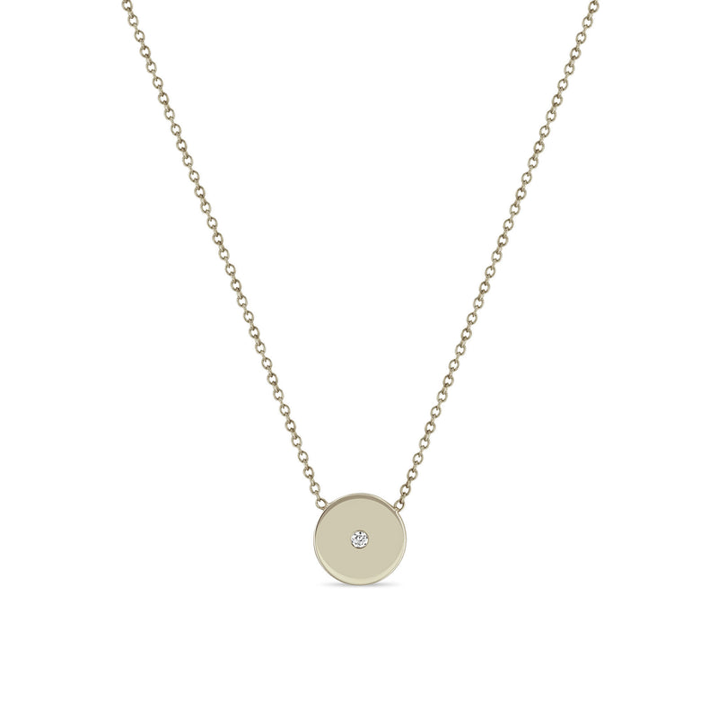 14k Gold Small Diamond Disc Necklace