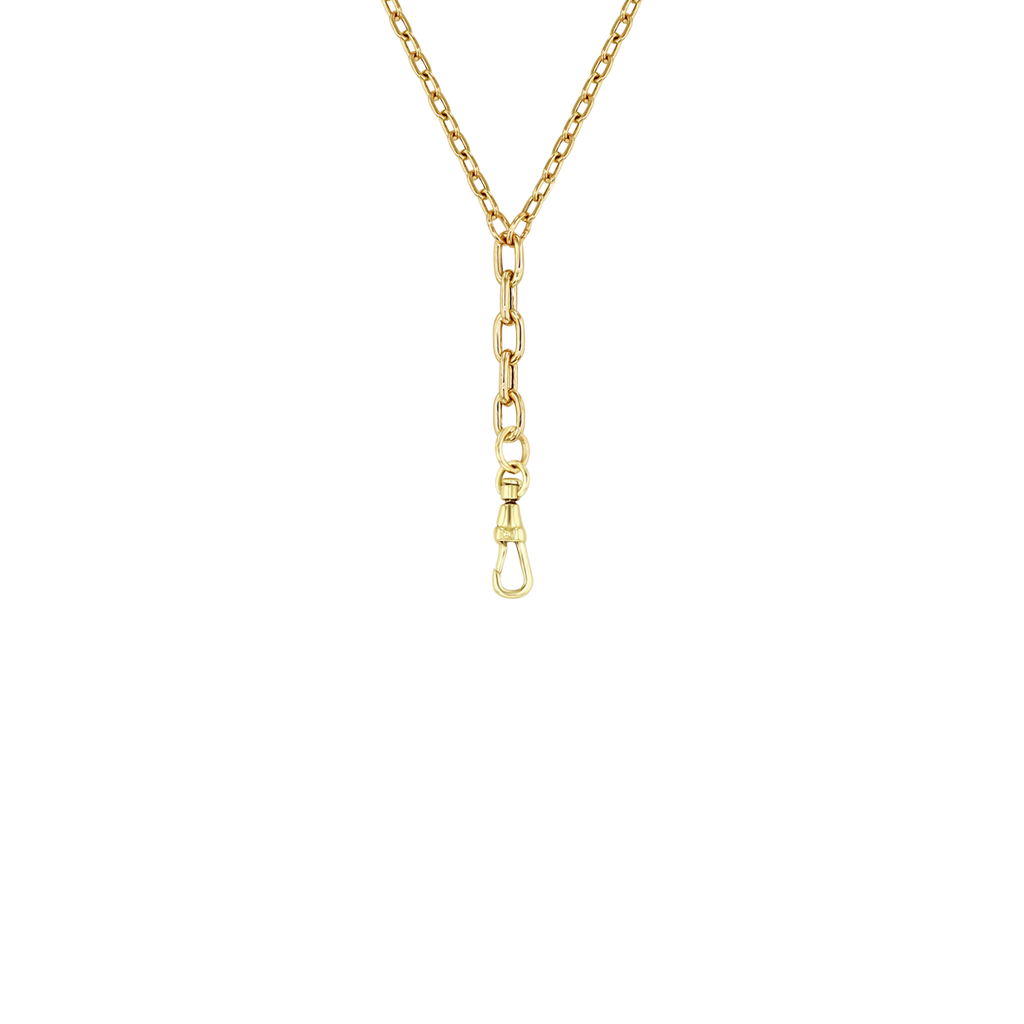 14k Mixed Small & Medium Square Oval Link Chain Lariat with Fob Clasp