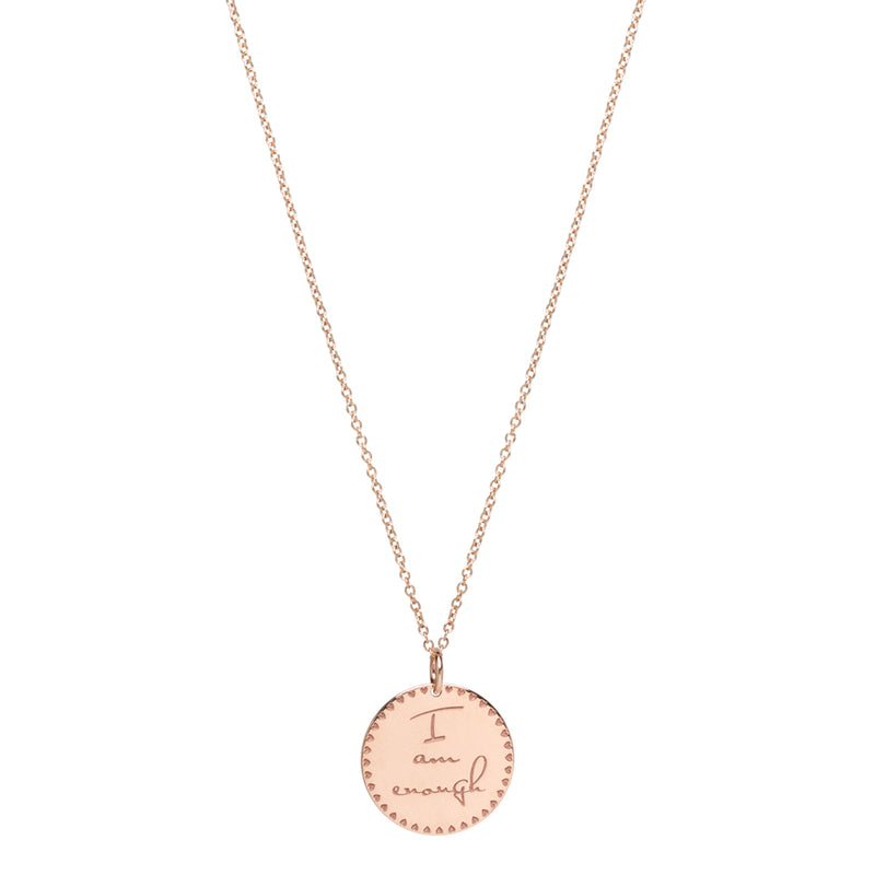 14k Small Mantra Necklace on Cable Chain