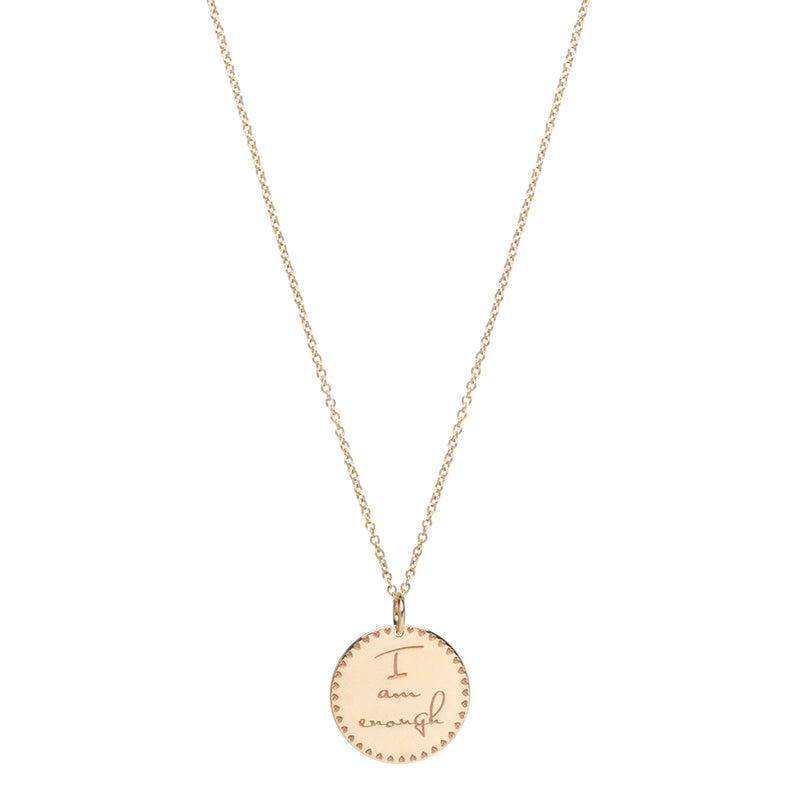 14k Small Mantra Necklace on Cable Chain