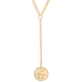 14k Small Mantra Lariat Necklace on Small Curb Chain