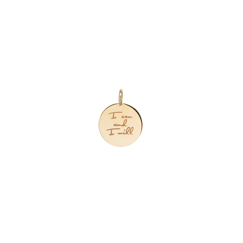 14k Single Small Mantra Medallion Disc Charm