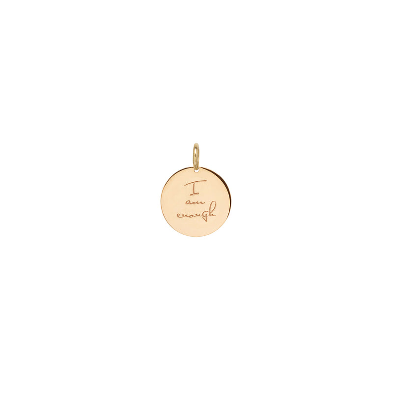 14k small mantra medallion disc charm