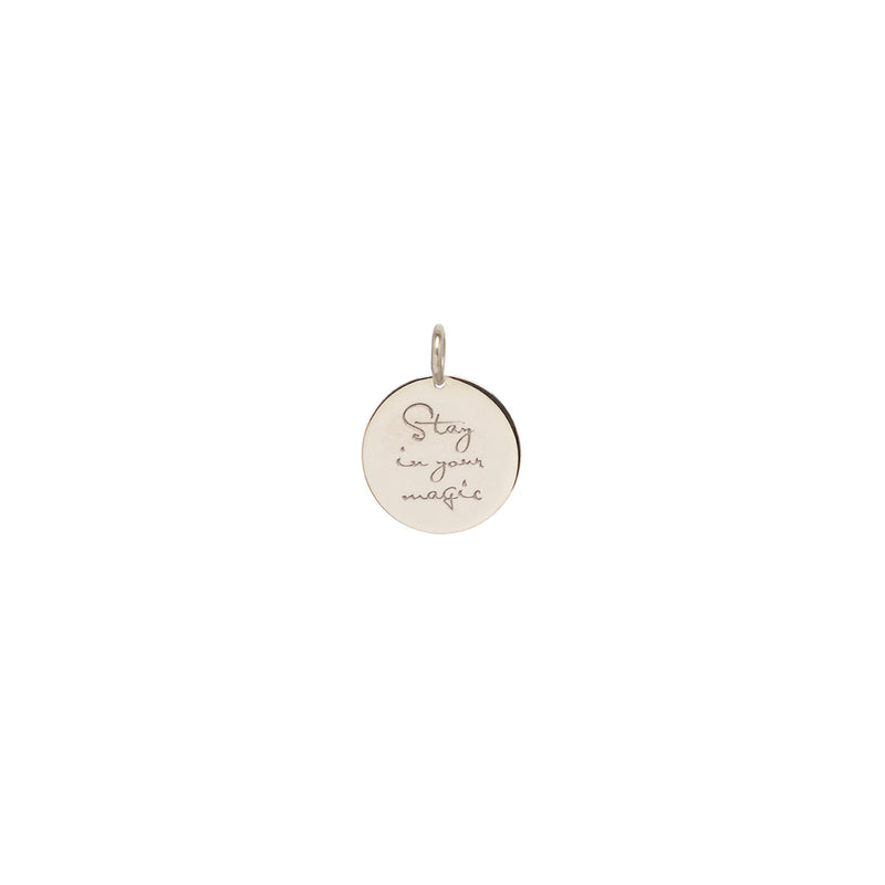 14k Single Small Mantra Medallion Disc Charm