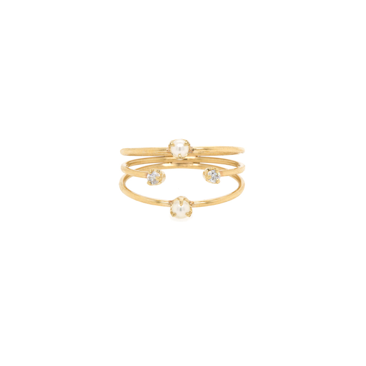 Zoë Chicco 14k Gold Pearl & Diamond Triple Open Band Ring – ZOË CHICCO