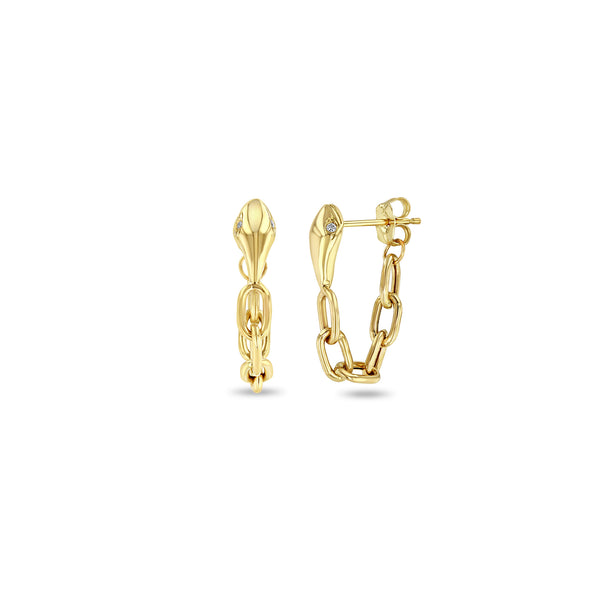 Diamond Curb Chain Huggie Earrings Rose Gold
