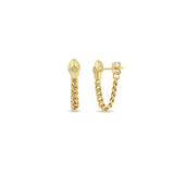 Zoë Chicco 14k Gold Diamond Snake Head Curb Chain Huggie Earrings