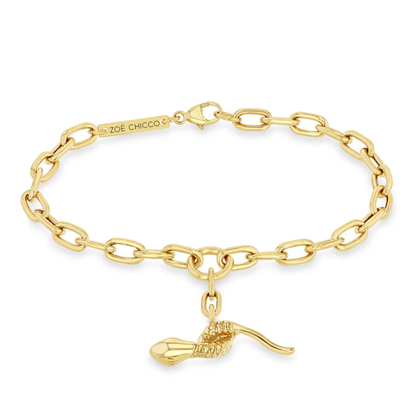 Zoë Chicco 14k Gold Large Square Oval Chain Snake Toggle Bracelet