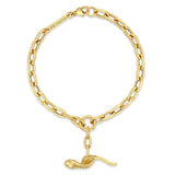 Top down view of a Zoë Chicco 14k Gold Large Square Oval Chain Snake Toggle Bracelet