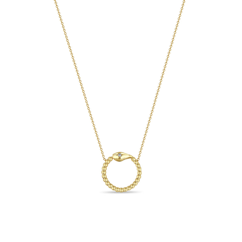 Zoë Chicco 14k Yellow Gold Beaded Snake Circle with Star Set Diamond Necklace