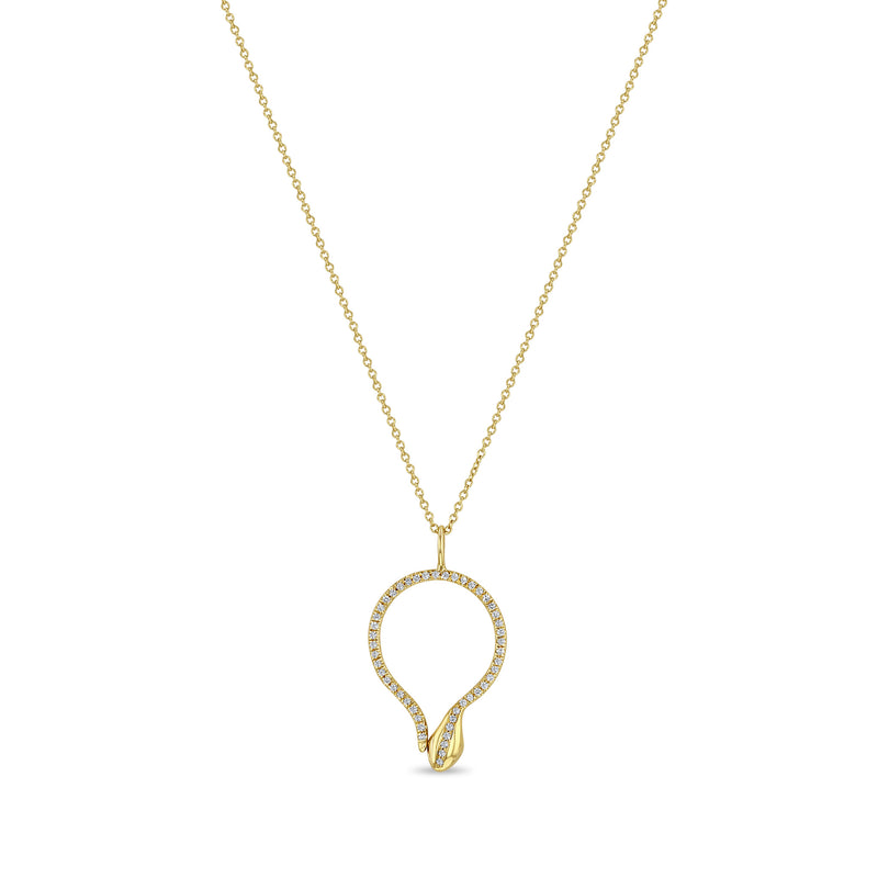 Zoë Chicco 14k Gold Pavé Diamond Curved Snake Pendant Necklace