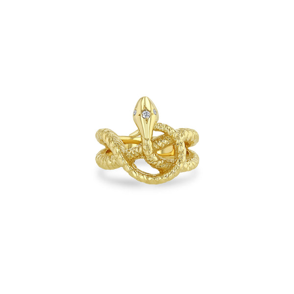 Zoë Chicco 14k Gold Twisted Snake with Diamonds Ring
