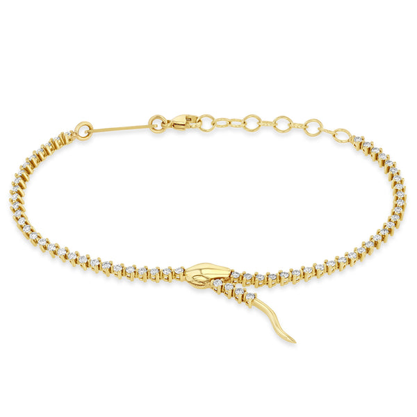 Zoë Chicco 14k Gold Diamond Tennis Snake Serpent Bracelet
