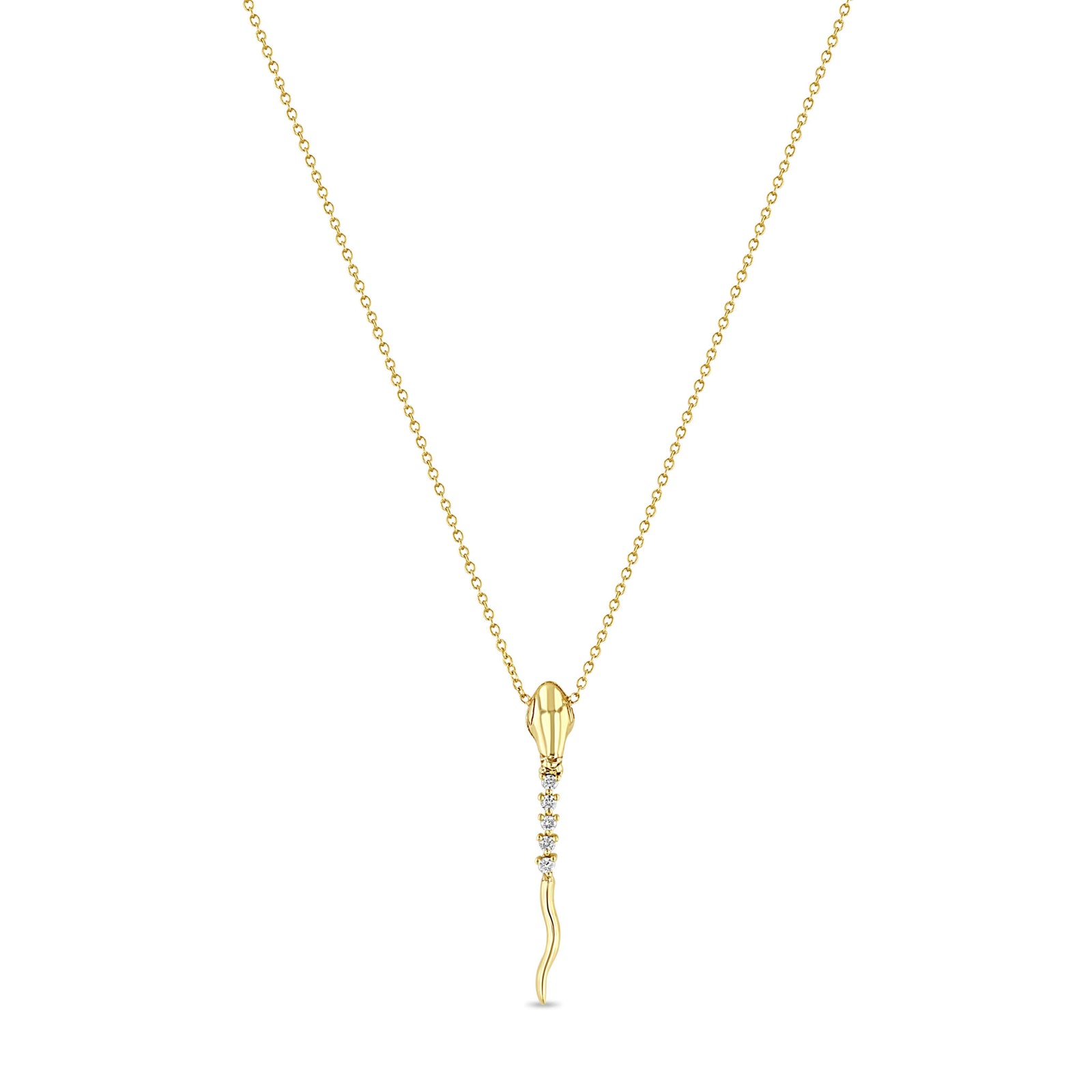 Zoë Chicco 14k Gold Diamond Tennis Snake Drop Pendant Necklace
