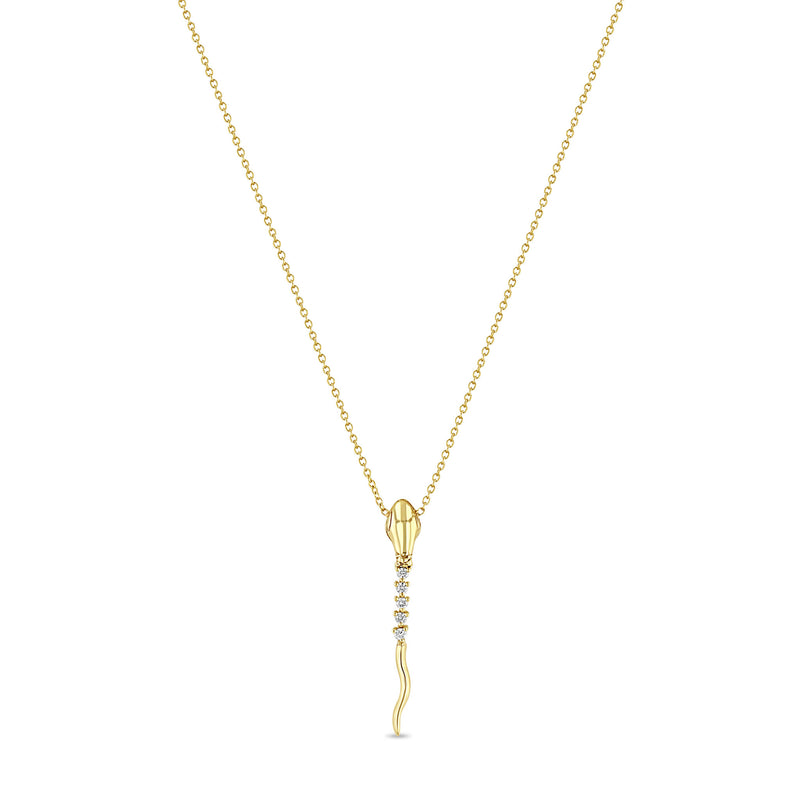 Zoë Chicco 14k Gold Diamond Tennis Snake Drop Pendant Necklace