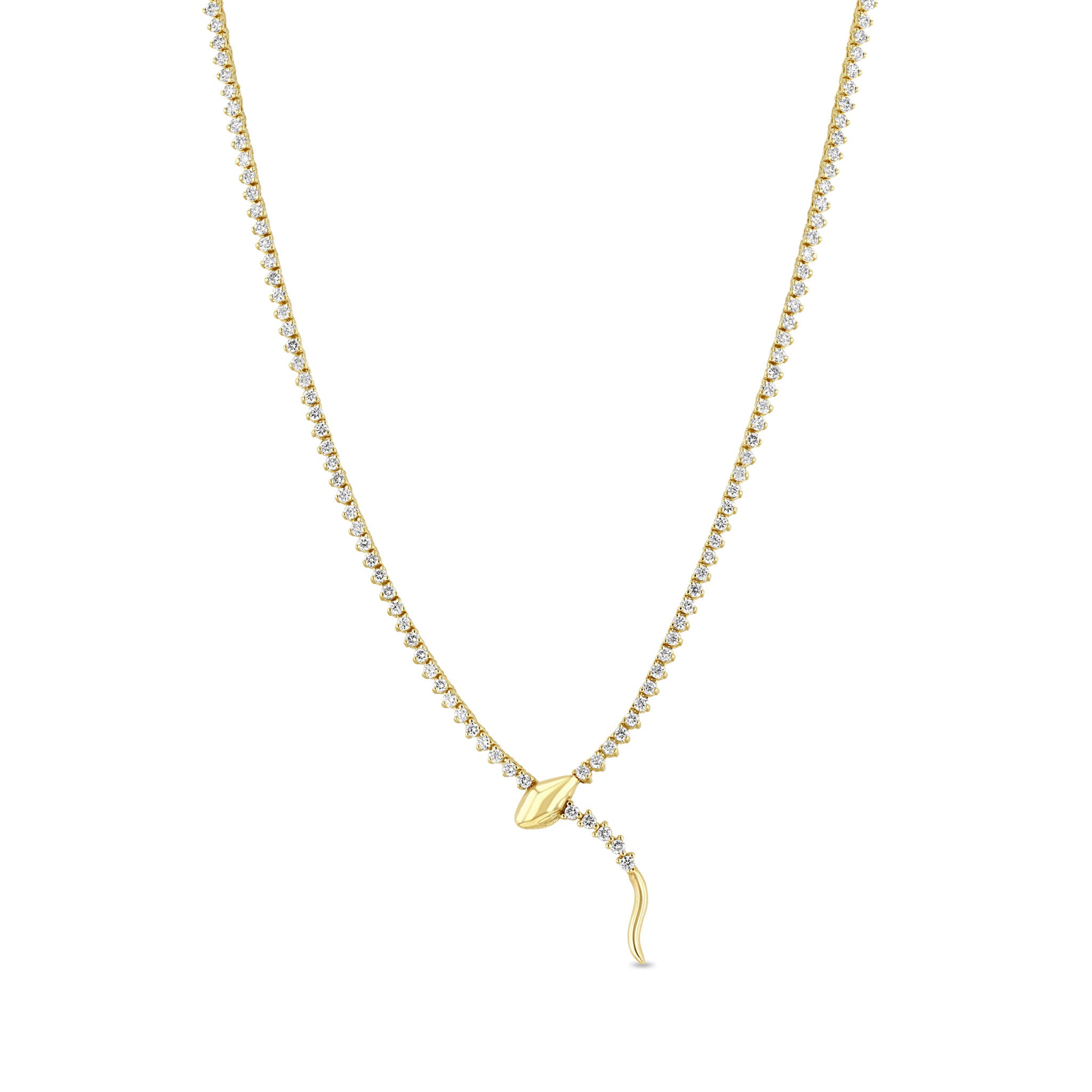 Zoë Chicco 14k Gold Diamond Tennis Snake Serpent Necklace