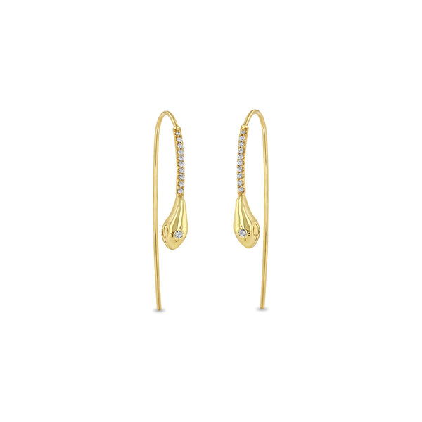 Zoë Chicco 14k Gold Diamond Snake Head Pavé Diamond Wire Threader Earrings