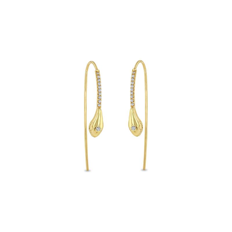 Zoë Chicco 14k Gold Diamond Snake Head Pavé Diamond Wire Threader Earrings