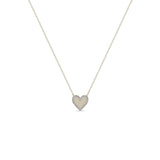 Zoë Chicco 14k White Gold Heart with Pavé Diamond Border Necklace
