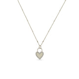 Zoë Chicco 14k White Gold Heart Padlock with Pavé Diamond Border Pendant Necklace