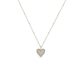 Zoë Chicco 14k Gold Heart with Pavé Diamond Border Pendant on Bar and Cable Chain Necklace