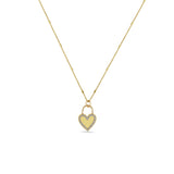 Zoë Chicco 14k Yellow Gold Heart Padlock with Pavé Diamond Border Pendant Necklace