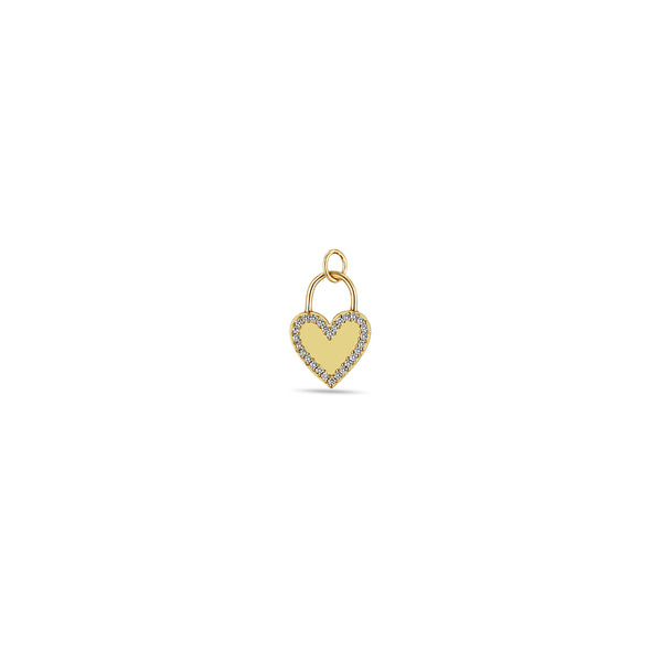 Zoë Chicco 14k Gold Heart Padlock with Pavé Diamond Border Charm Pendant