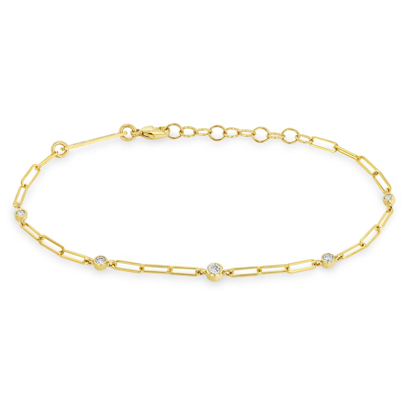 Zoë Chicco 14k Gold Graduated Diamond Bezel Small Paperclip Chain