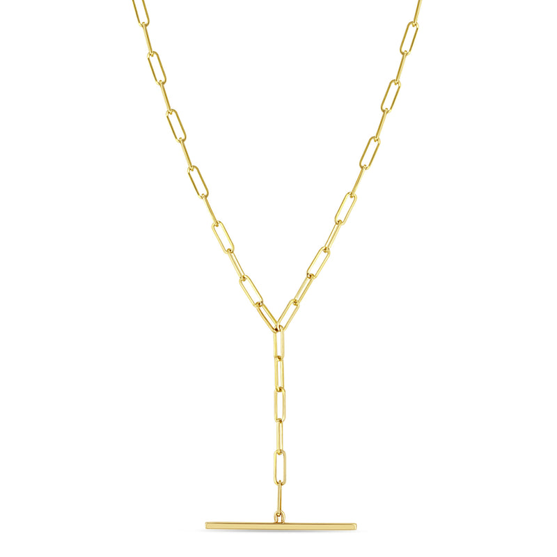 Forever Facets CZ Paperclip Lariat Necklace Hand Set in 18K Gold Over  Sterling Silver, 18