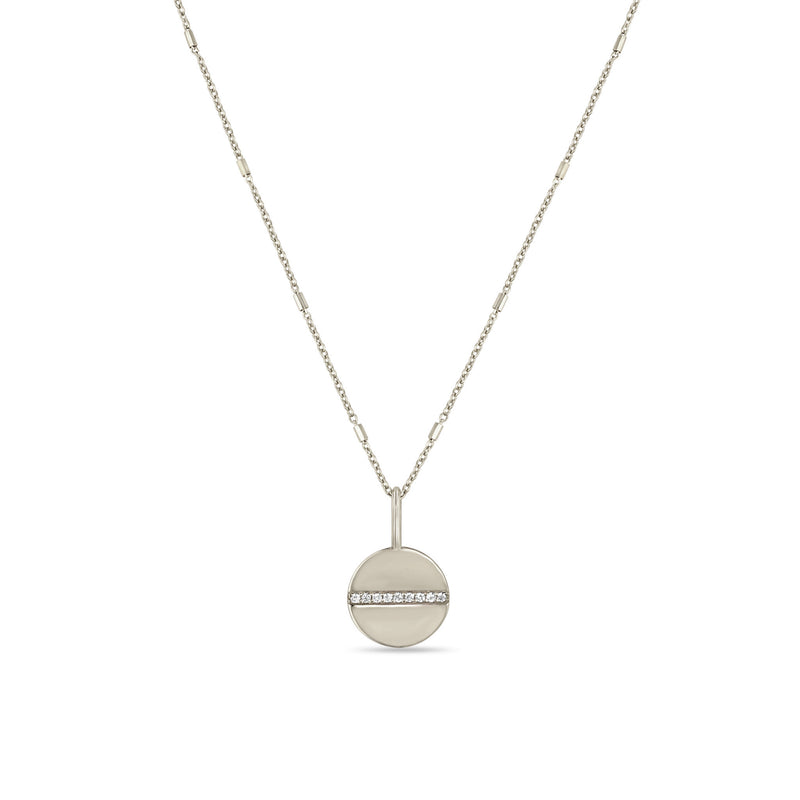 Zoë Chicco 14k Gold Small Pavé Diamond Line Disc Bar & Cable Chain Necklace