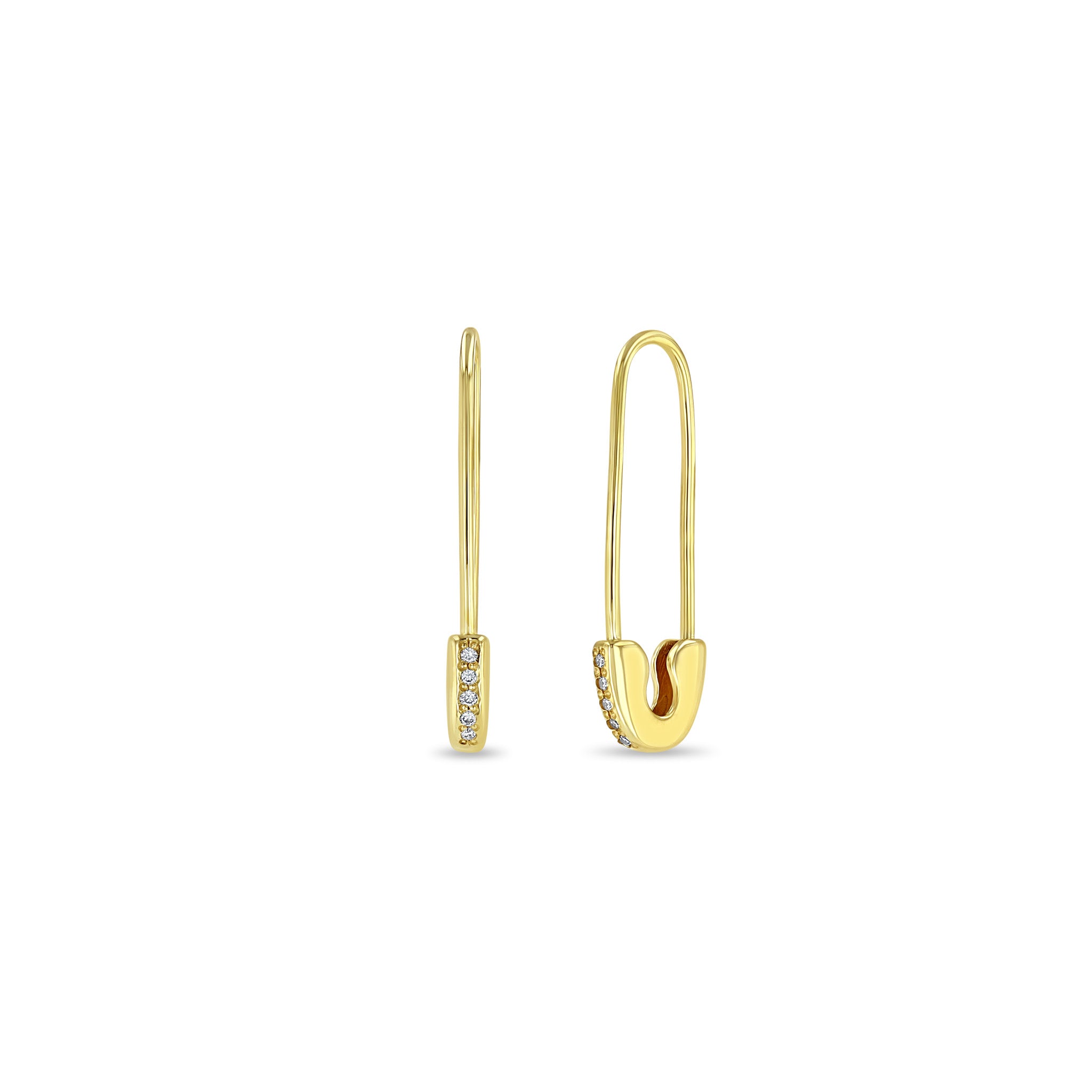 【Zoe Chicco 】14k Gold Pave Diamond Safety Pin Threader Zoë Chicco 14k Gold Pavé Diamond Safety Pin Threader Earring