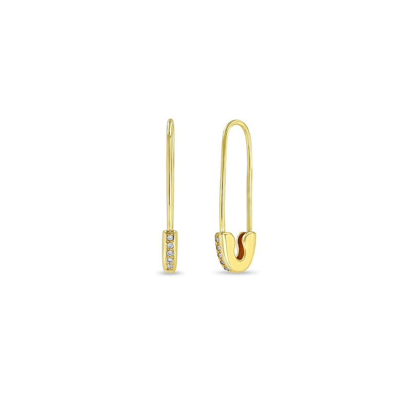 Pair of Zoë Chicco 14k Gold Pavé Diamond Safety Pin Threader Earrings