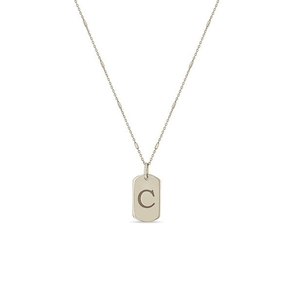 14k Engraved Initial Letter X-Small Dog Tag Necklace