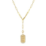 Zoë Chicco 14k Gold Engraved Date Dog Tag Necklace on Adjustable Paperclip Chain