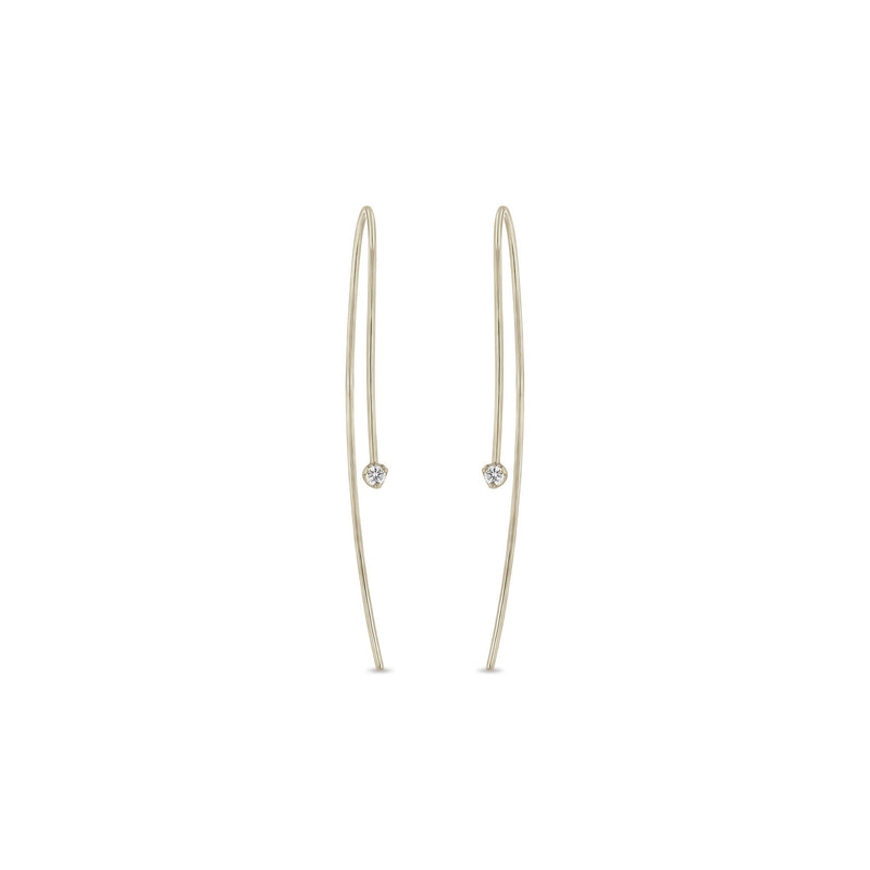 Zoë Chicco 14k Gold Small Prong Diamond Wire Threader Hook Earrings