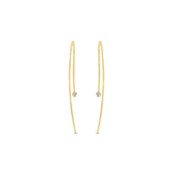 Zoë Chicco 14k Gold Small Prong Diamond Wire Threader Hook Earrings