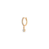 Single Zoë Chicco 14k Gold Dangling Diamond Small Pavé Diamond Hinge Huggie Hoop