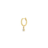 Single Zoë Chicco 14k Gold Dangling Diamond Small Hinge Huggie Hoop Earring
