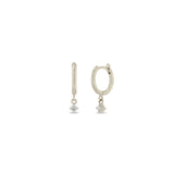 Zoë Chicco 14k Gold Dangling Diamond Small Hinge Huggie Hoop Earrings