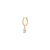 Single Zoë Chicco 14k Gold Dangling Pear Diamond Small Hinge Huggie Hoop Earring