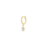 Single Zoë Chicco 14k Gold Dangling Pear Diamond Small Hinge Huggie Hoop Earring